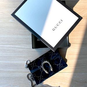 Gucci mini blue velvet bag
